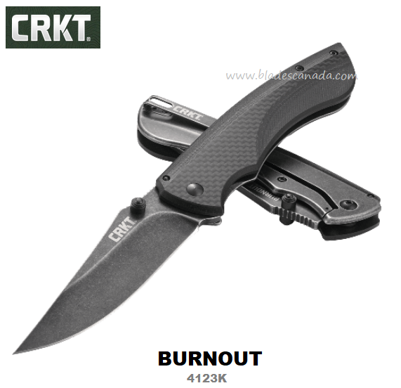 CRKT Burnout Folding Knife, Assisted Opening, Carbon Fiber/G10, CRKT4123K - Click Image to Close